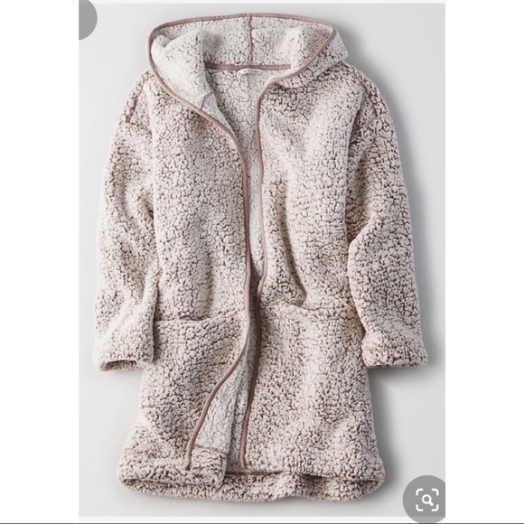 Ae Fuzzy Teddy Sherpa Open Cardigan 